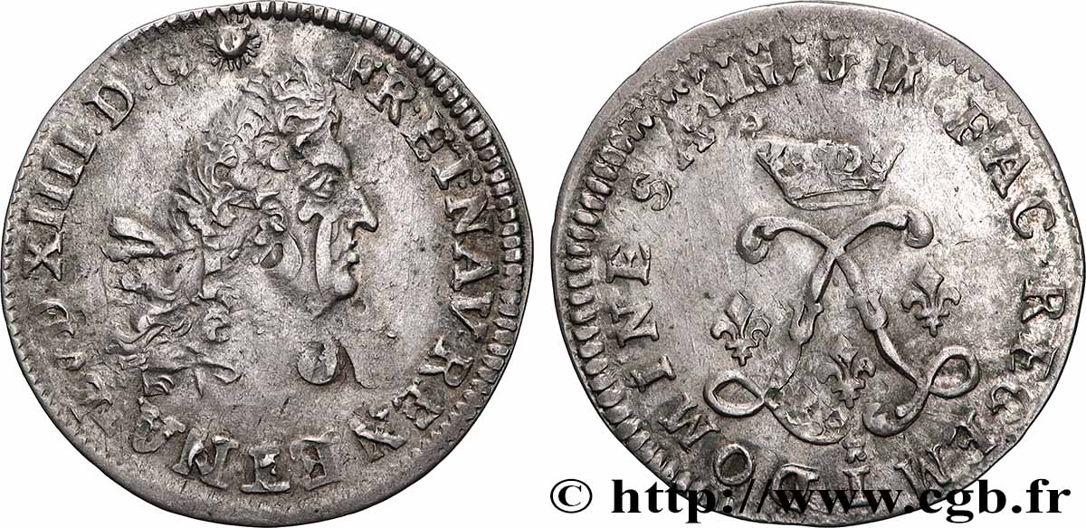 LOUIS XIV LE GRAND OU LE ROI SOLEIL Quatre sols aux deux L 1693 Limoges TTB/TTB+