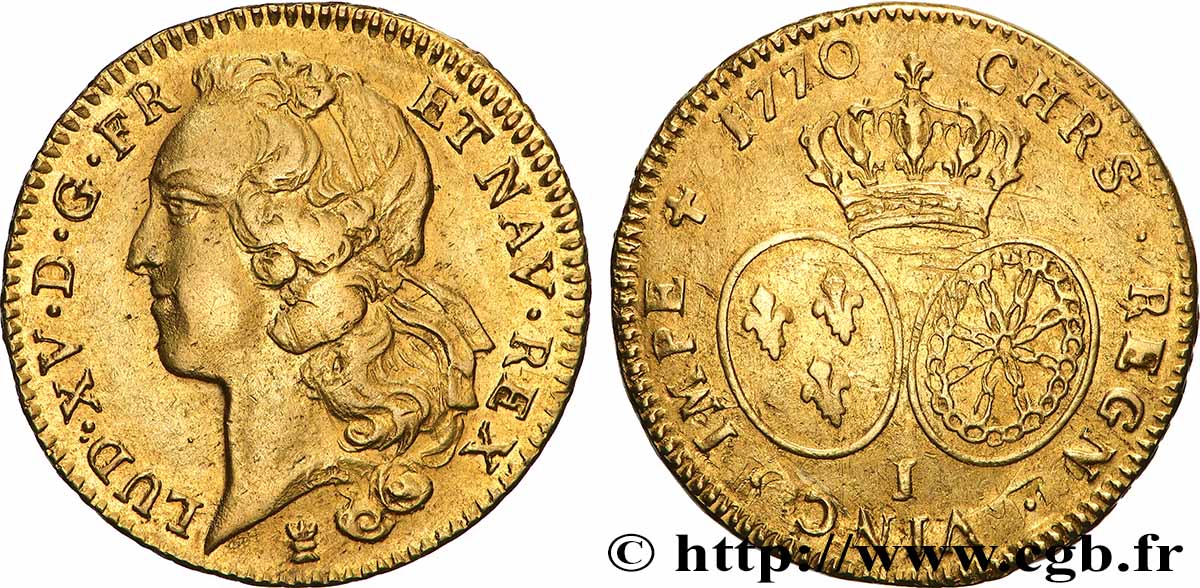 LOUIS XV &nbsp;THE WELL-BELOVED&nbsp; Double louis d’or aux écus ovales, tête ceinte d’un bandeau 1770 Limoges XF