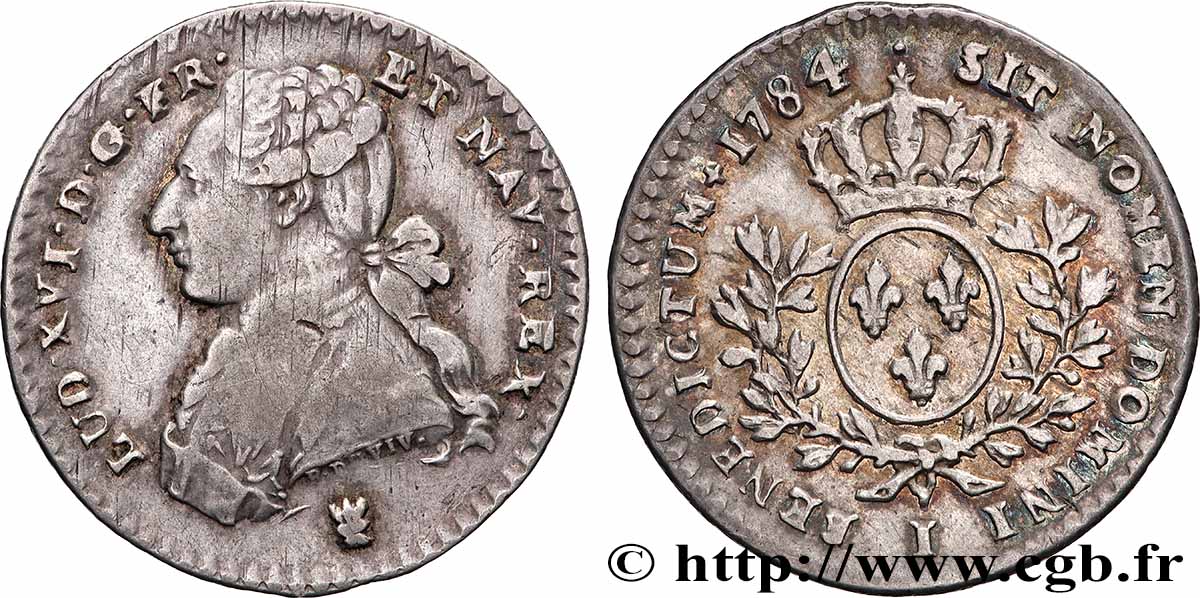 LOUIS XVI Cinquième d&nbsp;écu aux branches d&nbsp;olivier 1784 Limoges TB+/TTB