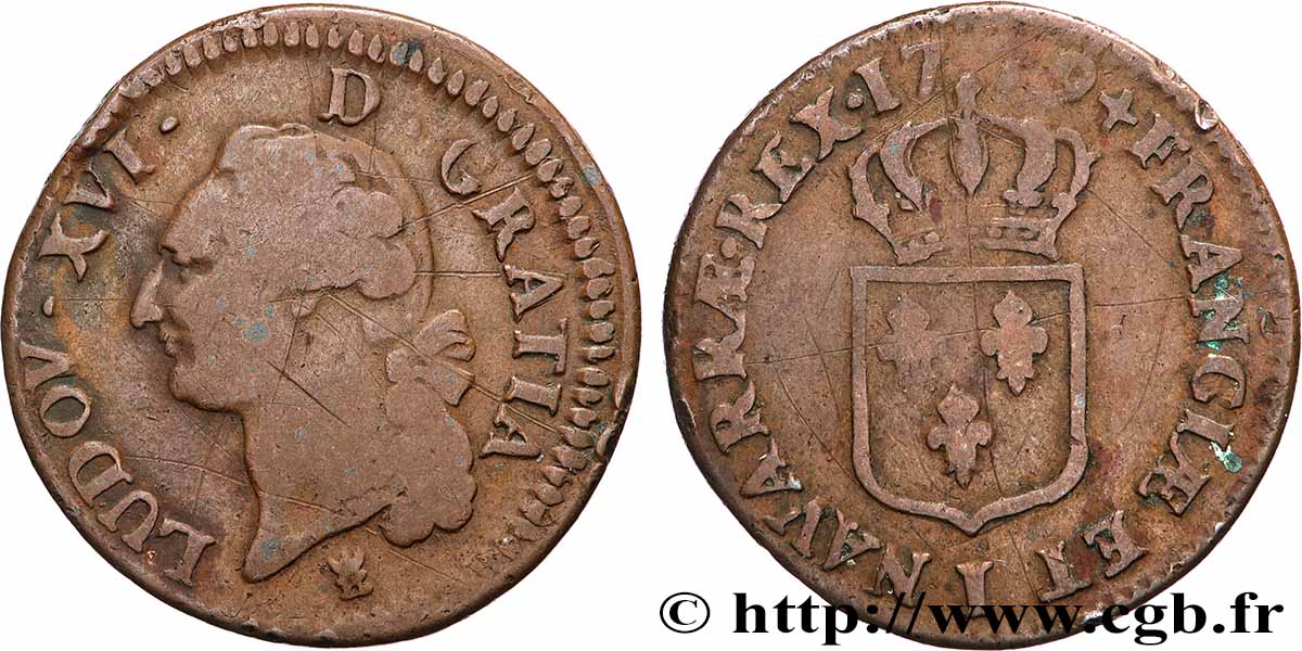 LOUIS XVI Sol dit &nbsp;à l&nbsp;écu&nbsp; 1779 Limoges B+