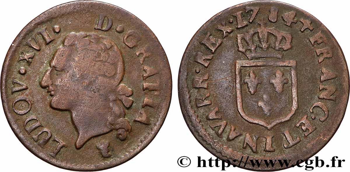 LOUIS XVI Liard dit “à l&nbsp;écu” 1784 Limoges F/VF