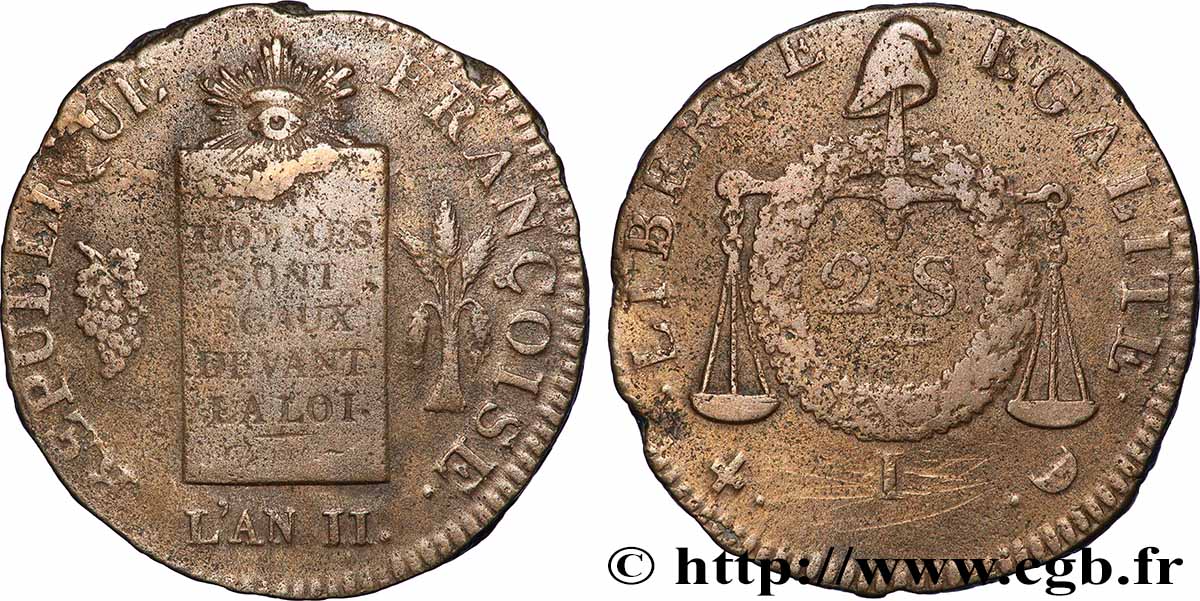 LA CONVENTION 2 sols dit &nbsp;à la table de loi&nbsp; s.m. Limoges TTB