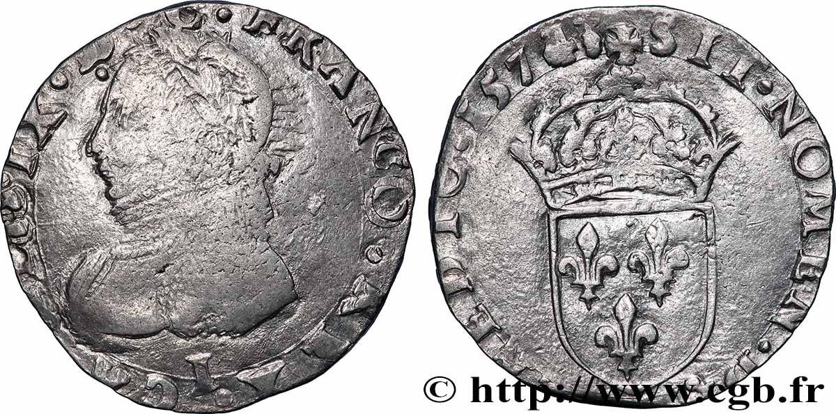 CHARLES IX Teston, 5e type 1574 Limoges TB/TTB