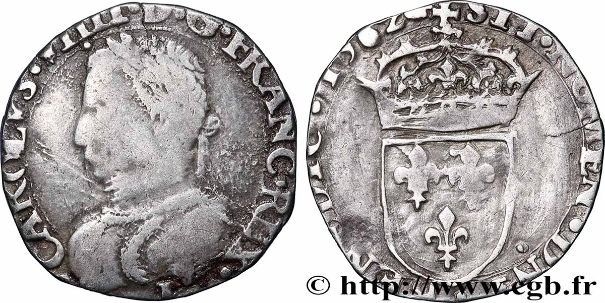 CHARLES IX Demi-teston, 5e type 1562 Limoges TTB