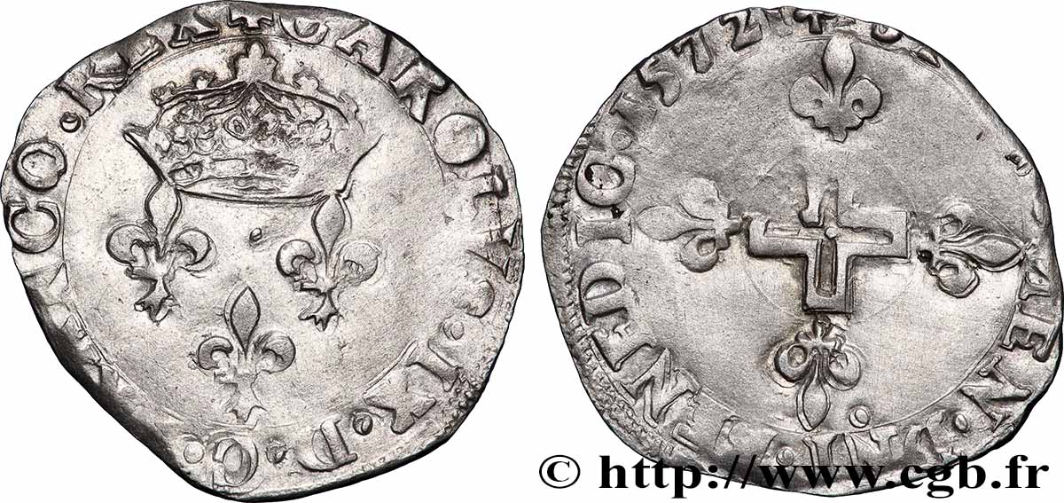 CHARLES IX Double sol parisis, 1er type 1572 Limoges TTB