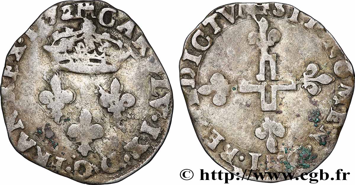 CHARLES IX Double sol parisis, 1er type 1572 Limoges BC