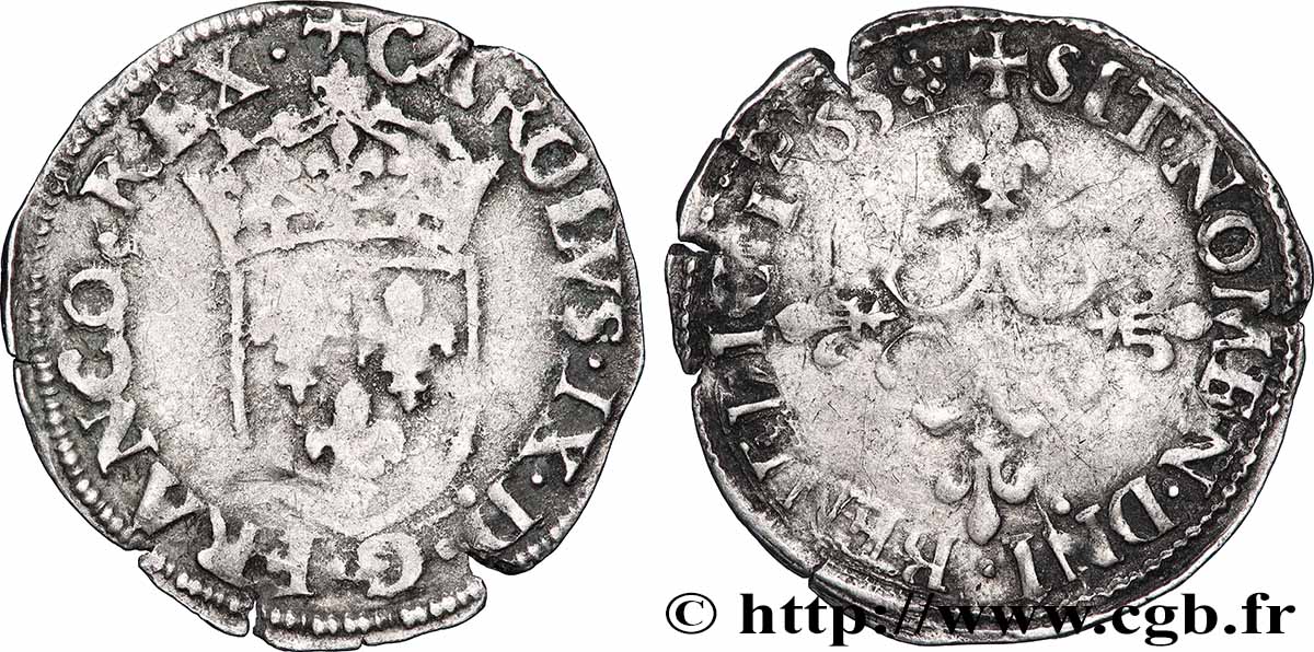 CHARLES IX Sol parisis, 1er type 1565 Limoges fSS