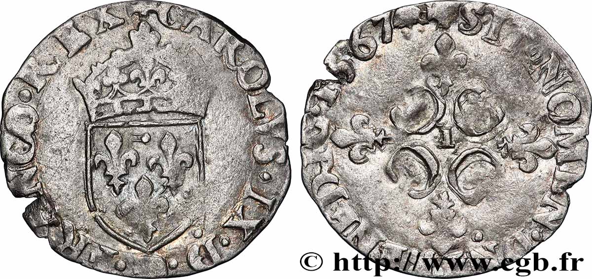CHARLES IX Sol parisis, 1er type 1567 Limoges XF