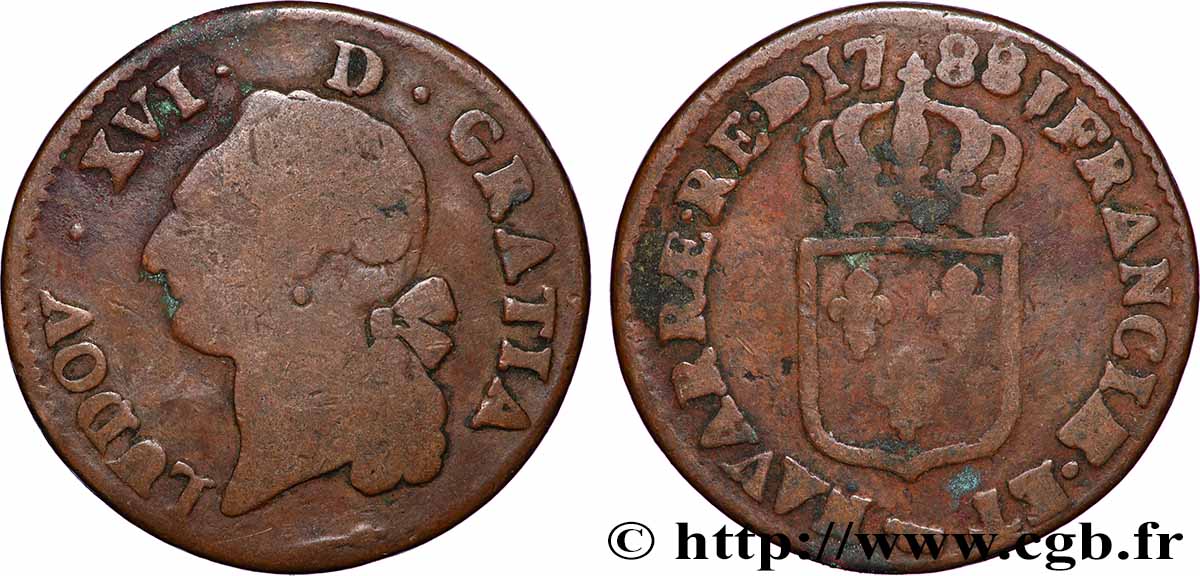 LOUIS XVI Sol dit &nbsp;à l&nbsp;écu&nbsp; de Béarn 1788 Pau TB