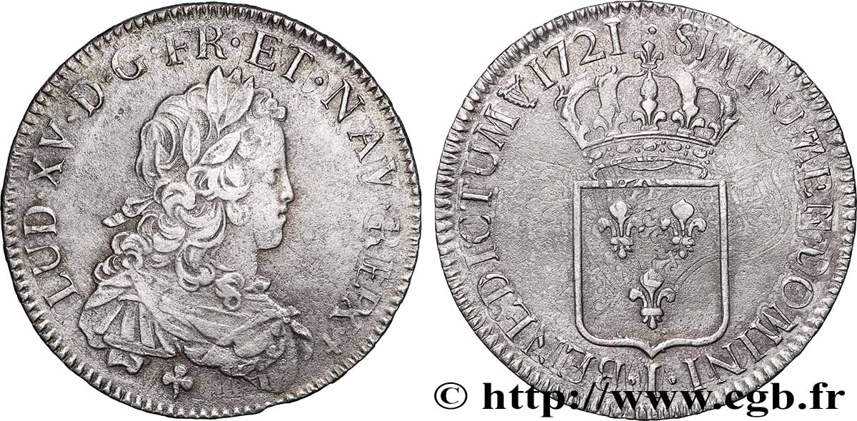 LOUIS XV &nbsp;THE WELL-BELOVED&nbsp; Écu de France 1721 Limoges SS