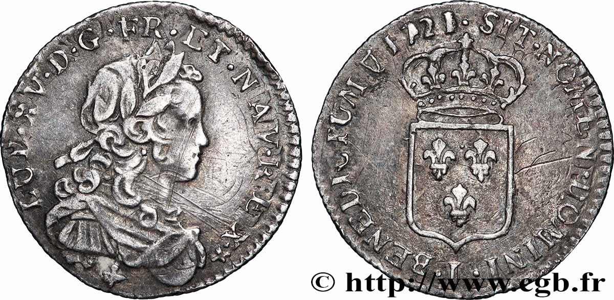 LOUIS XV DIT LE BIEN AIMÉ Douzième d&nbsp;écu dit &nbsp;de France &nbsp; 1721 Limoges TTB