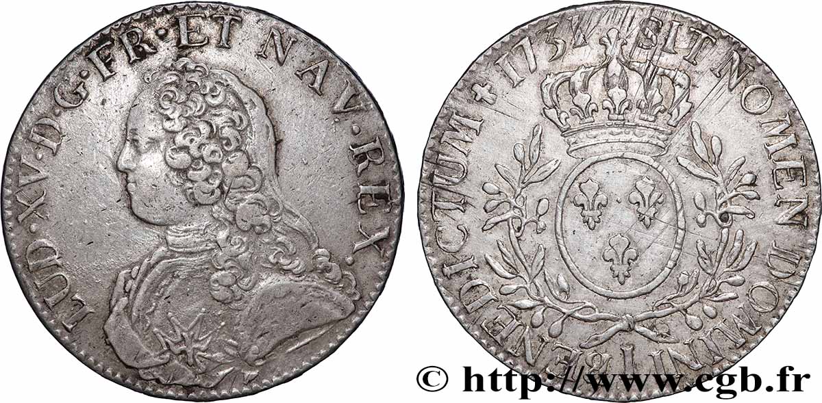LOUIS XV DIT LE BIEN AIMÉ Écu aux branches d&nbsp;olivier, buste habillé 1731 Limoges TTB/TTB+