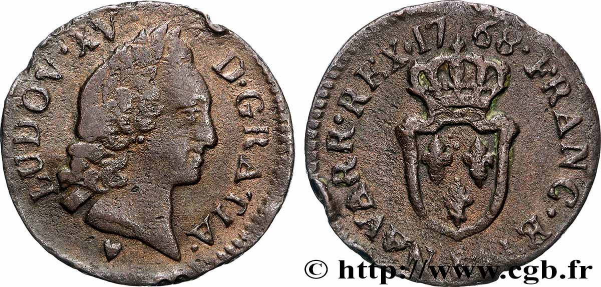 LOUIS XV DIT LE BIEN AIMÉ Liard d&nbsp;Aix 1768 Aix-en-Provence TTB/TB+