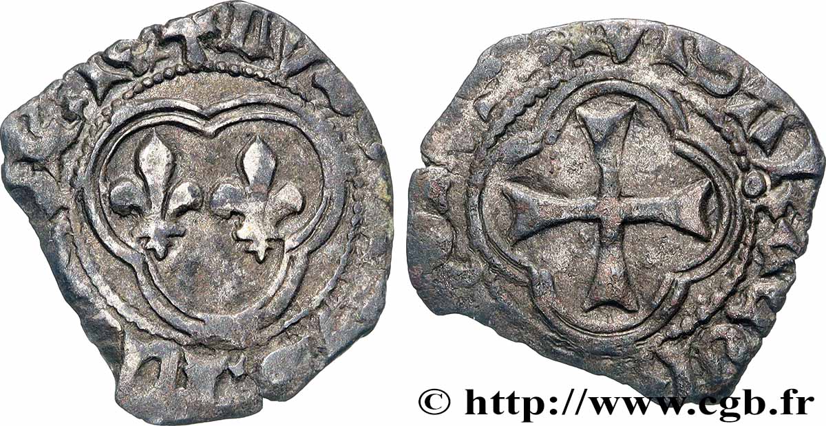 LOUIS XI THE &nbsp;CAUTIOUS&nbsp; Denier tournois  n.d. Troyes VF