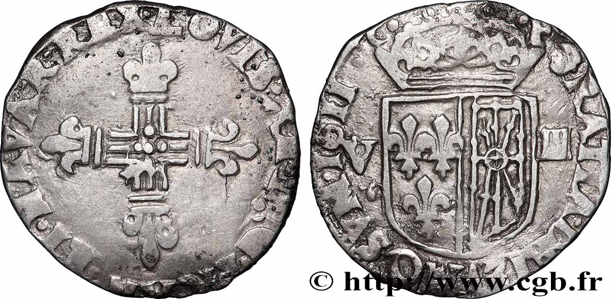 LOUIS XIII LE JUSTE Huitième d&nbsp;écu de Navarre 1611 Saint-Palais TB+