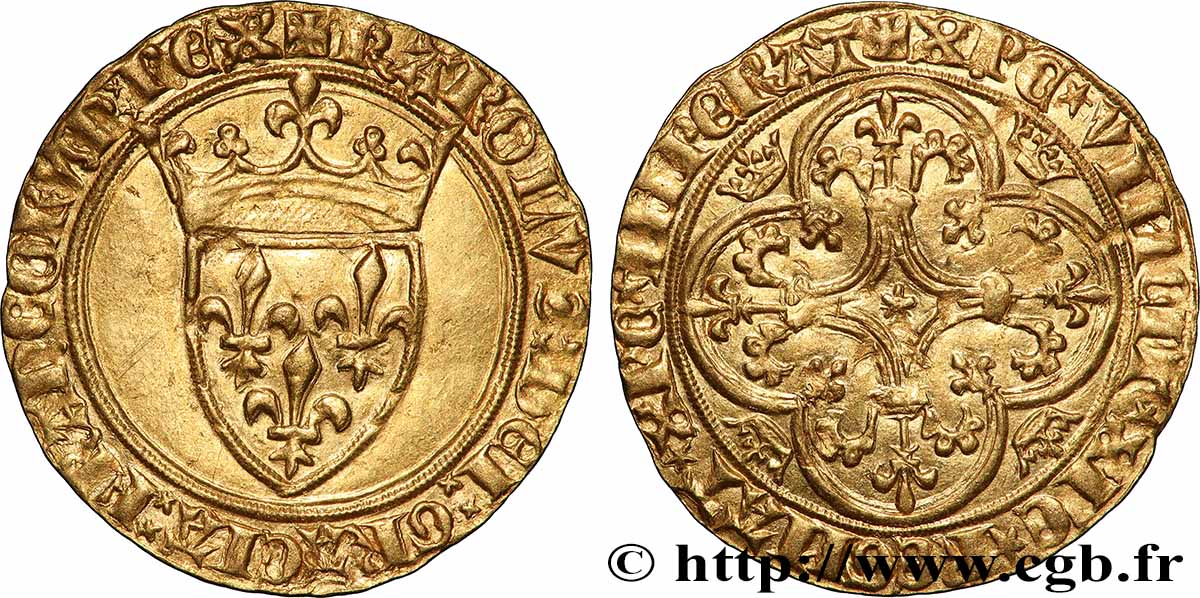 CHARLES VI LE FOU OU LE BIEN AIMÉ Écu d&nbsp;or à la couronne n.d. Romans SUP