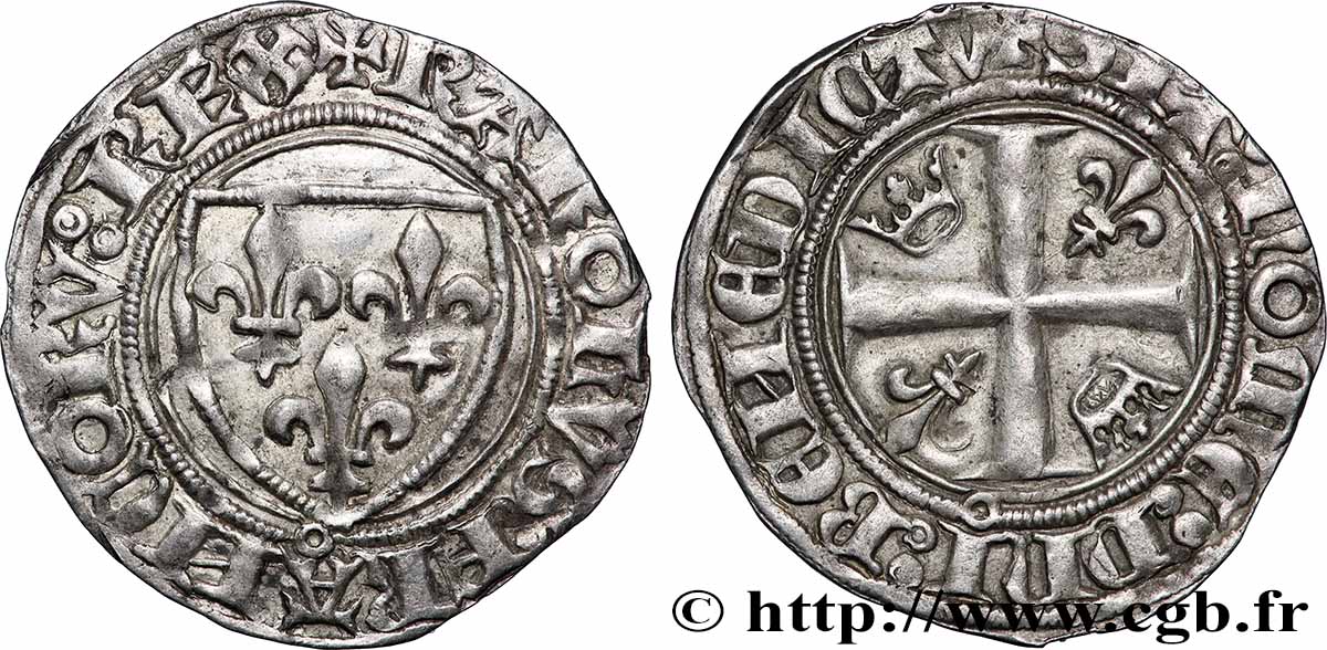 CHARLES VI LE FOU OU LE BIEN AIMÉ Blanc dit &nbsp;guénar&nbsp; n.d. Limoges TTB+/SUP