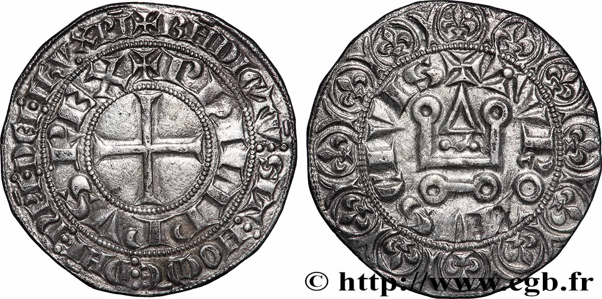 PHILIPPE IV LE BEL Gros tournois à l&nbsp;O rond s.m. s.l. TTB+