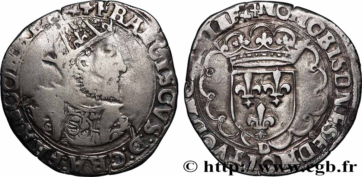 FRANÇOIS IER LE RESTAURATEUR DES LETTRES Teston, 8e type s.m. Lyon TB+/TTB