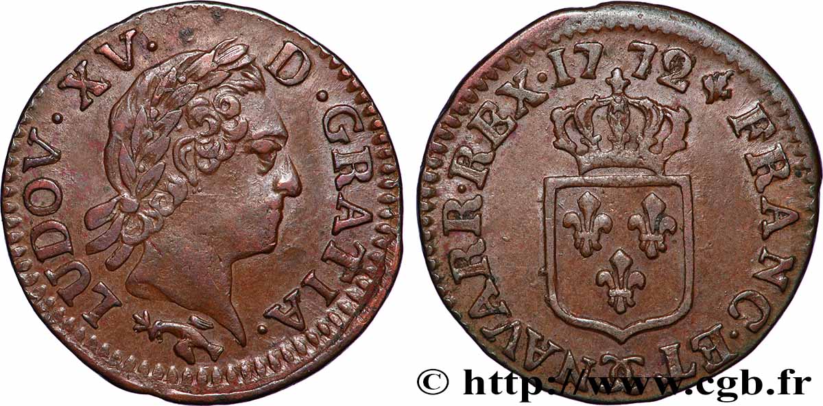 LOUIS XV DIT LE BIEN AIMÉ Liard dit &nbsp;à la vieille tête&nbsp; 1772 Besançon SUP