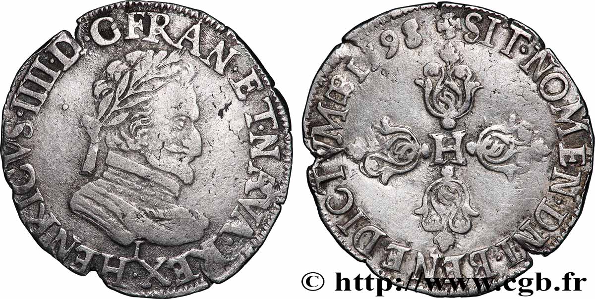 HENRY IV Demi-franc 1598 Limoges AU