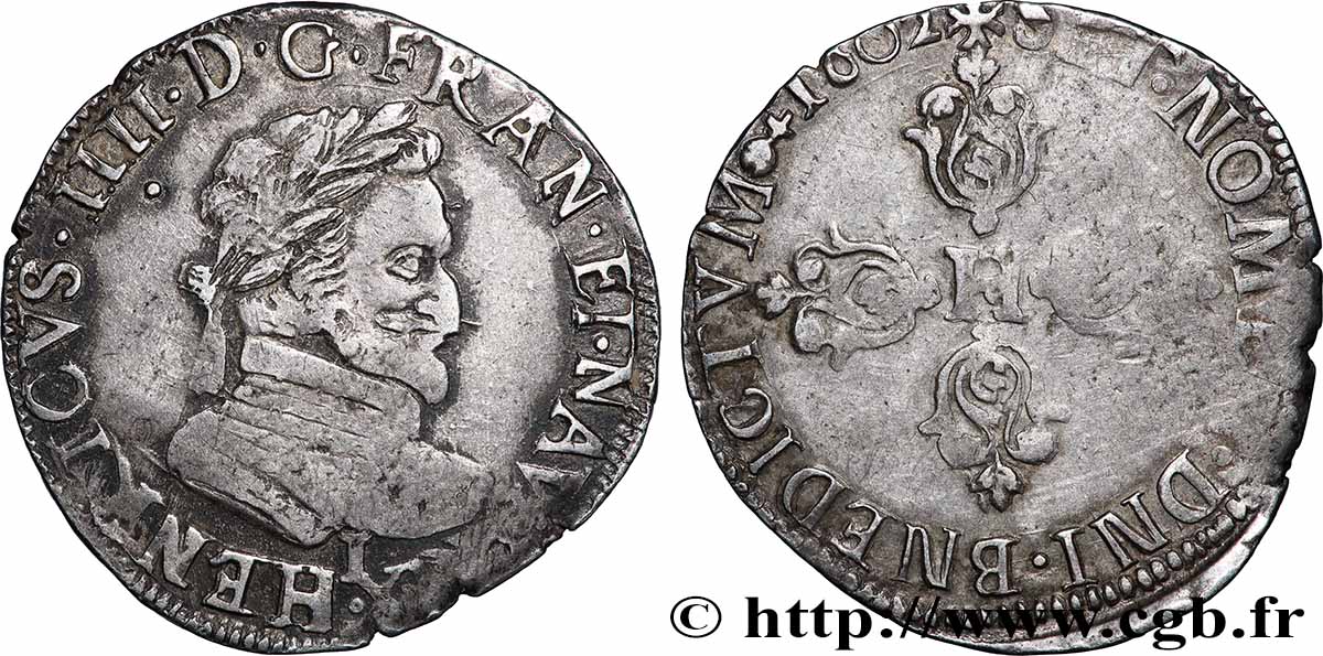 HENRI IV LE GRAND Demi-franc, type de Limoges 1602 Limoges TTB