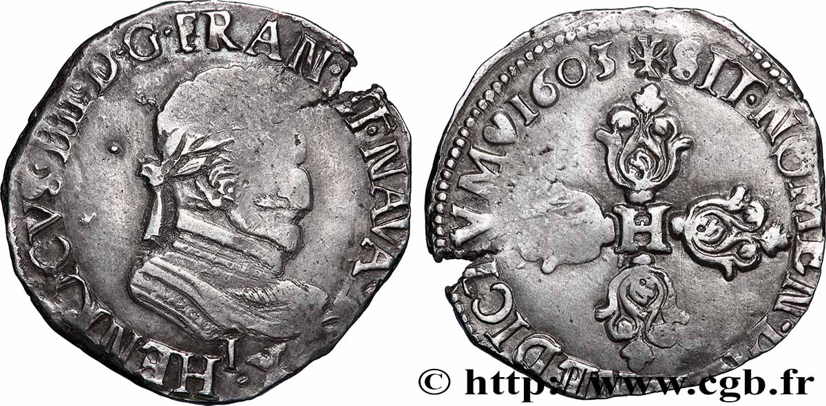 HENRY IV Demi-franc, type de Limoges 1603 Limoges SS