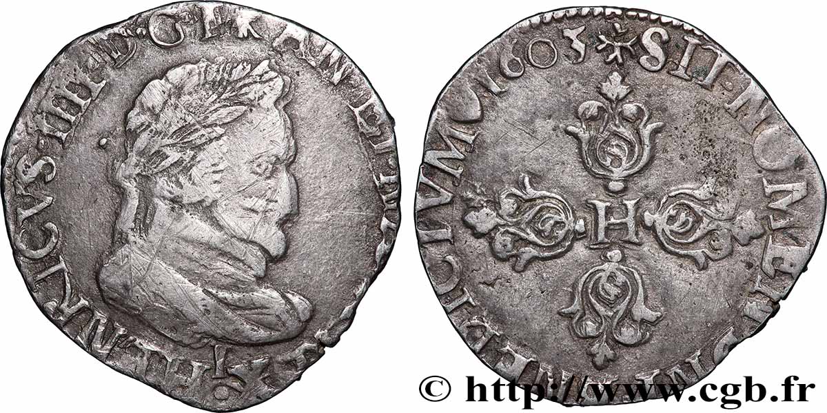 HENRI IV LE GRAND Demi-franc, type de Limoges 1603 Limoges TTB