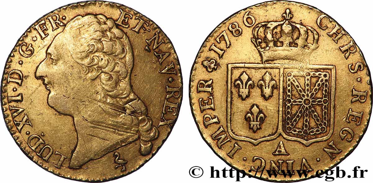 LOUIS XVI Louis d&nbsp;or aux écus accolés 1786 Paris TB+/TTB