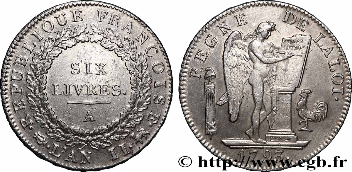 LA CONVENTION Six livres dit &nbsp;au génie&nbsp; 1793 Paris SUP/TTB+