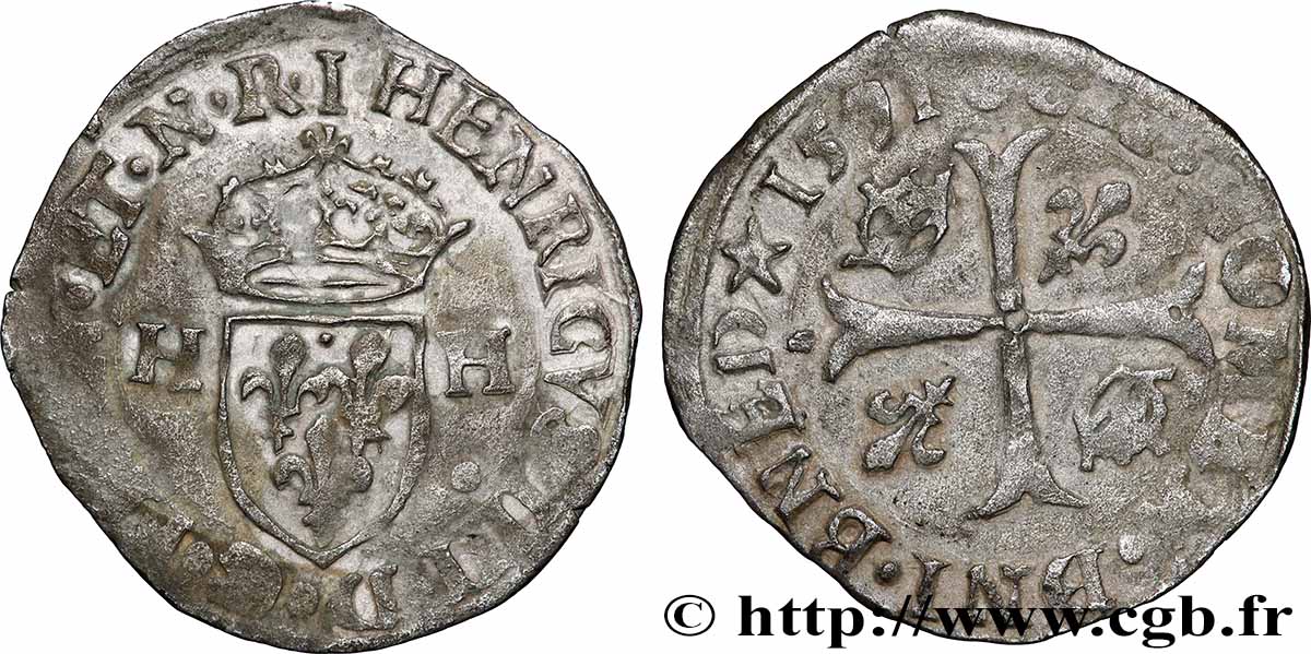 HENRI IV LE GRAND Douzain aux deux H, 1er type 1591 Limoges TTB
