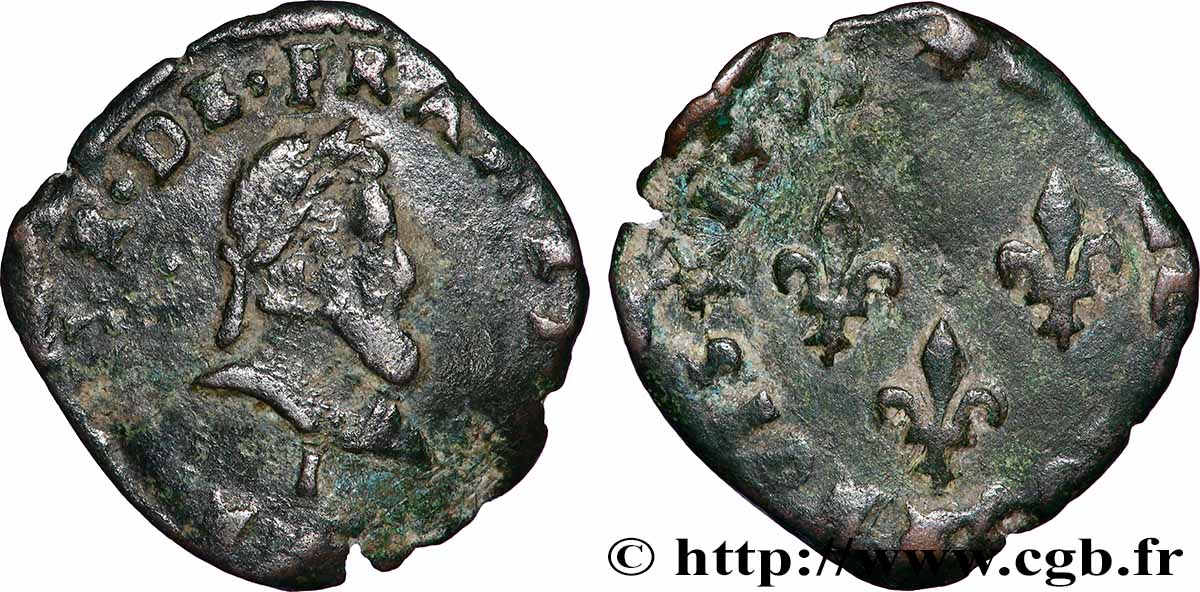 HENRY IV Double tournois, type de Limoges 1593 Limoges VF