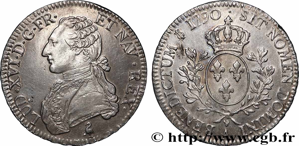 LOUIS XVI Écu aux branches d&nbsp;olivier 1790 Paris TTB+/SUP