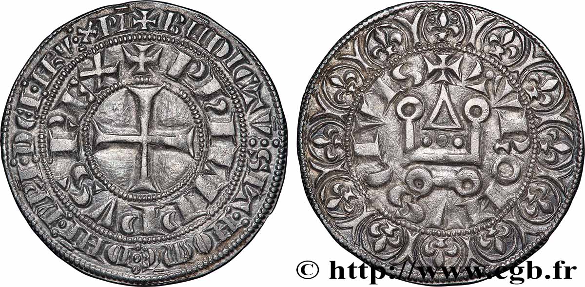 PHILIPPE IV LE BEL Gros tournois à l&nbsp;O rond s.m. s.l. TTB+