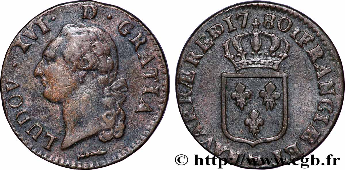 LOUIS XVI Sol dit &nbsp;à l&nbsp;écu&nbsp; de Béarn 1780 Pau AU/AU
