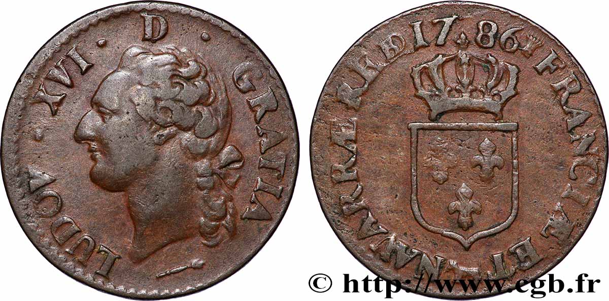 LOUIS XVI Demi-sol dit &nbsp;à l&nbsp;écu&nbsp; 1786 Pau AU