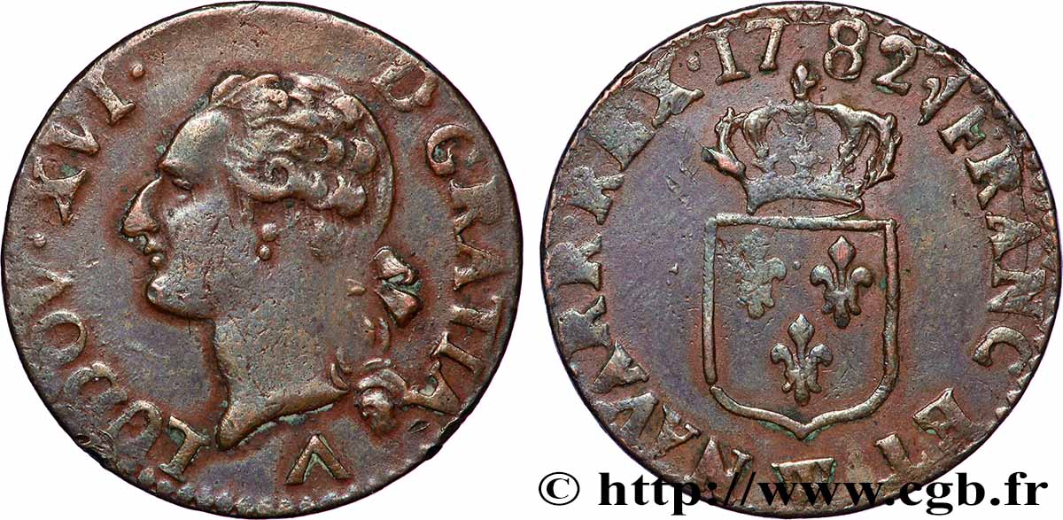 LOUIS XVI Liard dit &nbsp;à l&nbsp;écu&nbsp; 1782 Lille TB+