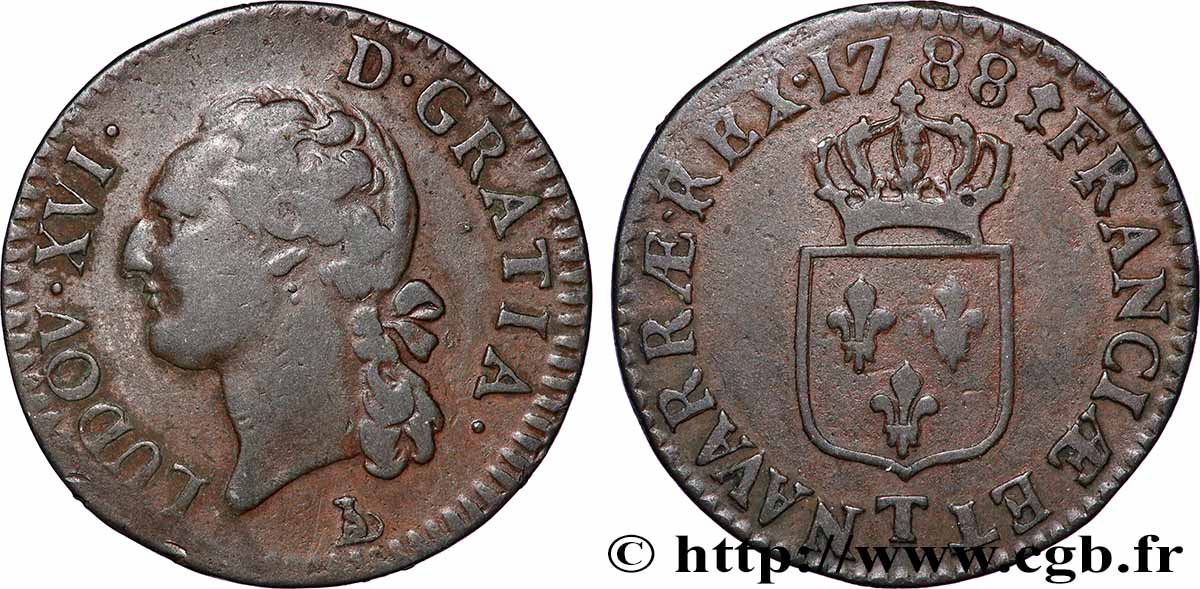 LOUIS XVI Demi-sol dit &nbsp;à l&nbsp;écu&nbsp; 1788 Nantes XF