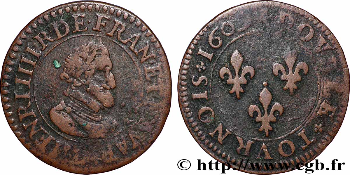 HENRY IV Double tournois 1609 Lyon fSS