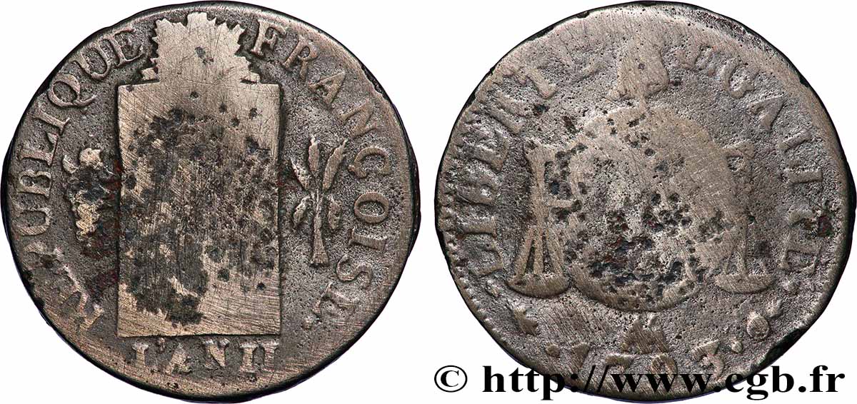 NATIONALKONVENT 1 sol dit &nbsp;à la table de loi&nbsp; 1793 Metz fS