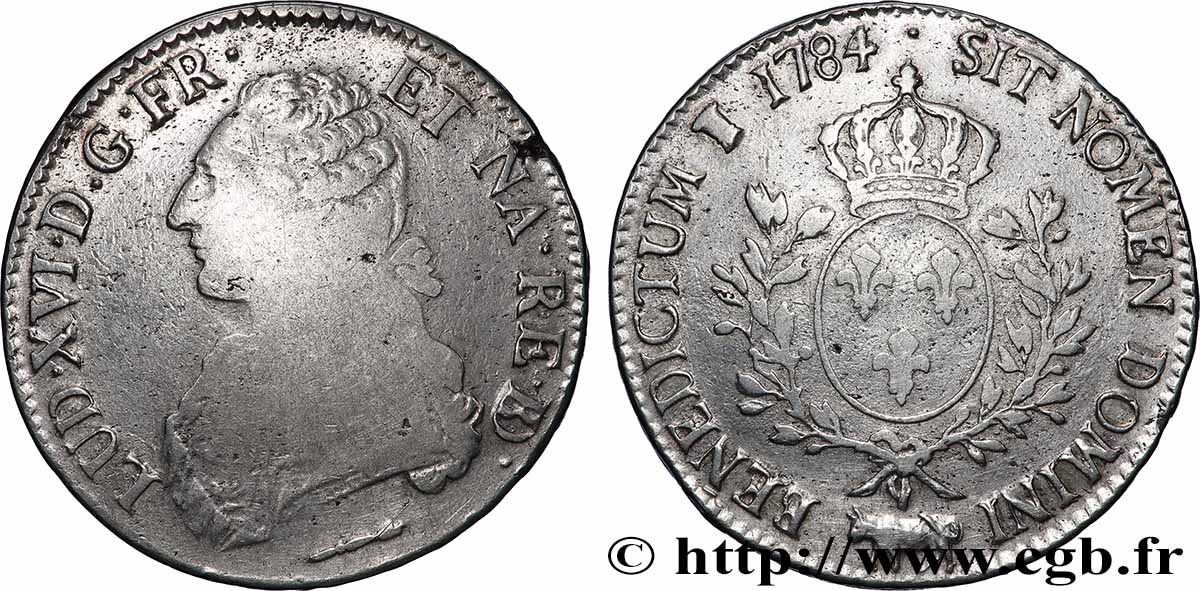 LOUIS XVI Écu aux branches d&nbsp;olivier 1784 Pau TB