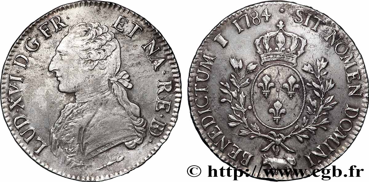 LOUIS XVI Écu aux branches d&nbsp;olivier 1784 Pau MBC/MBC+