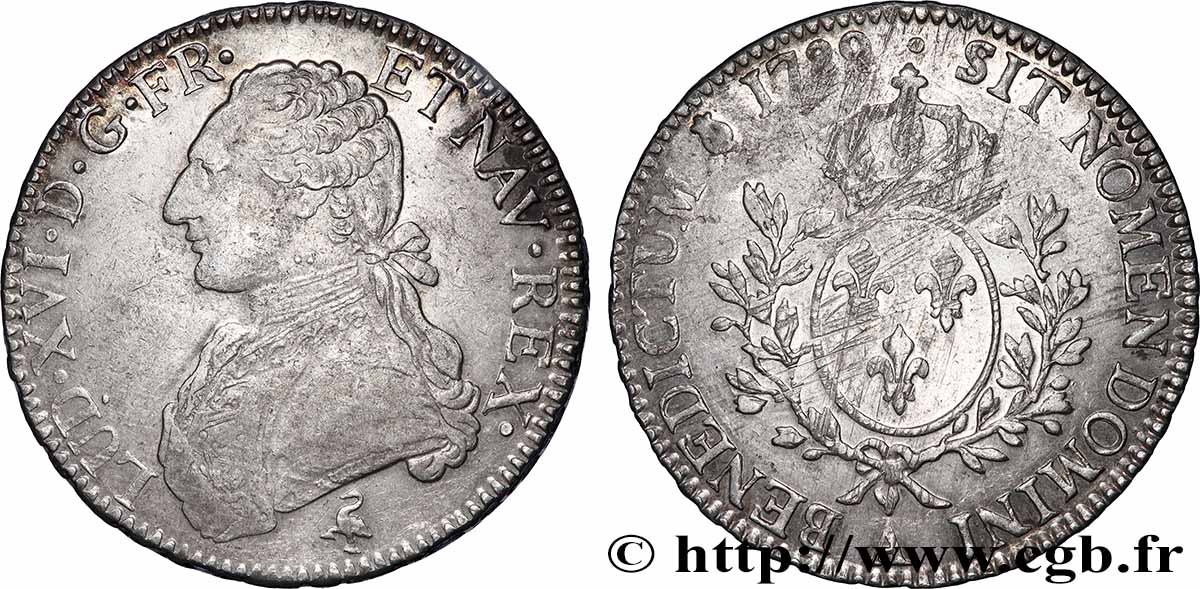 LOUIS XVI Écu aux branches d&nbsp;olivier 1789 Paris TTB