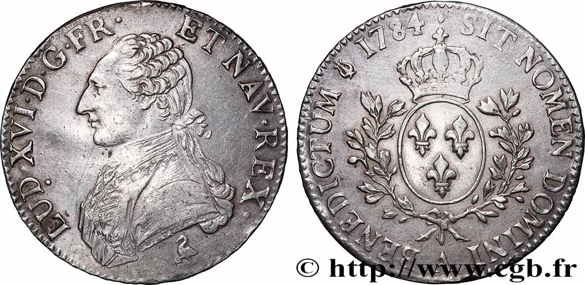 LOUIS XVI Écu aux branches d&nbsp;olivier 1784 Paris TTB+/TTB