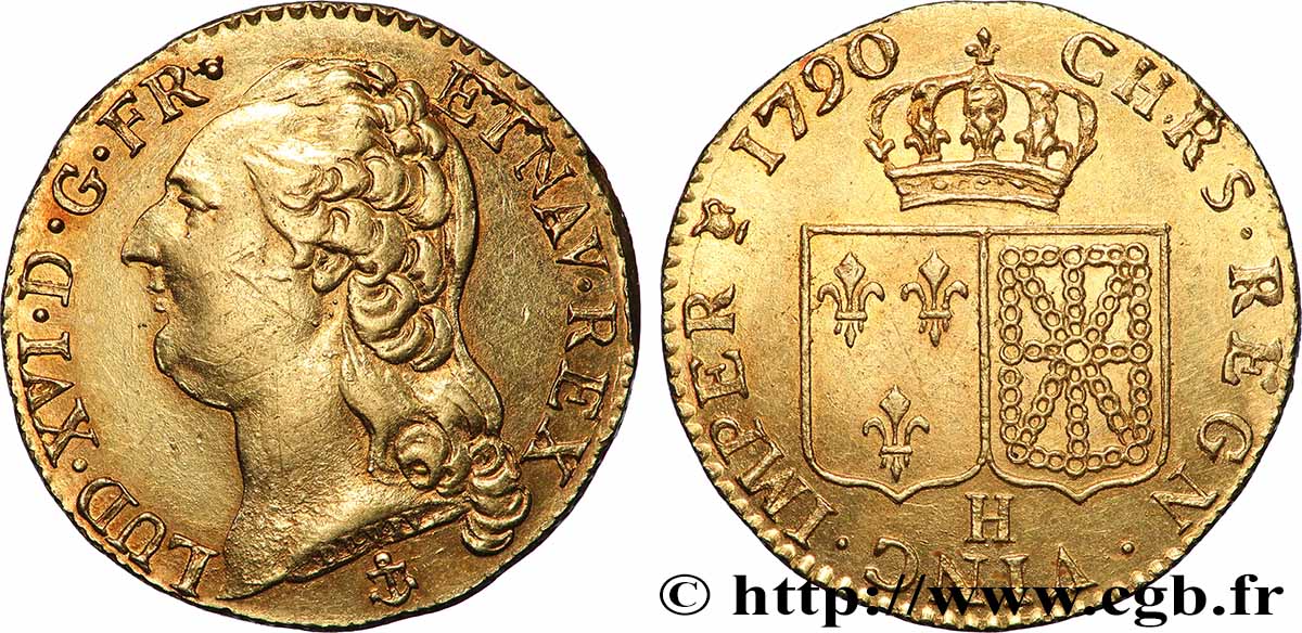 LOUIS XVI Louis d&nbsp;or aux écus accolés 1790 La Rochelle SUP