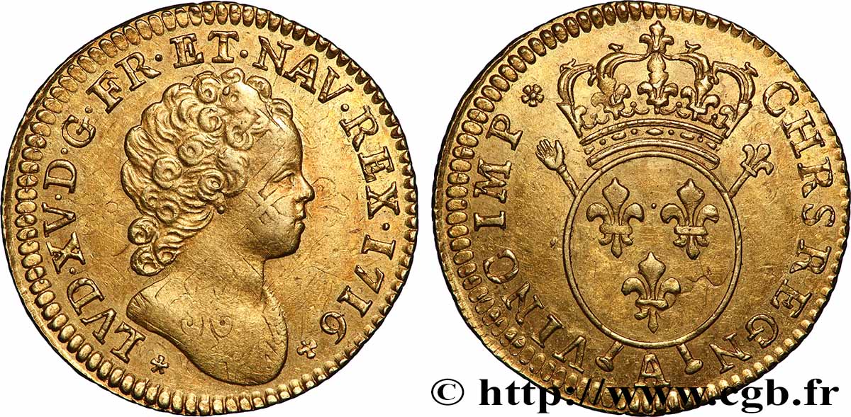 LOUIS XV DIT LE BIEN AIMÉ Louis d&nbsp;or aux insignes 1716 Paris SUP62