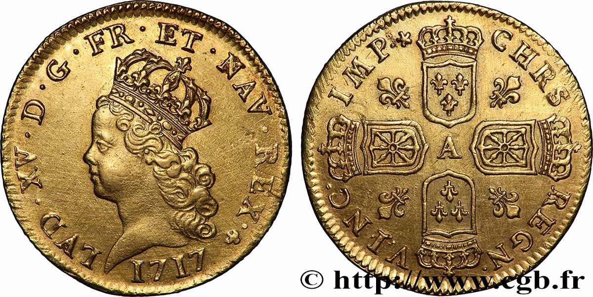 LOUIS XV DIT LE BIEN AIMÉ Louis d’or aux quatre écus couronnés 1717 Paris TTB+/SUP