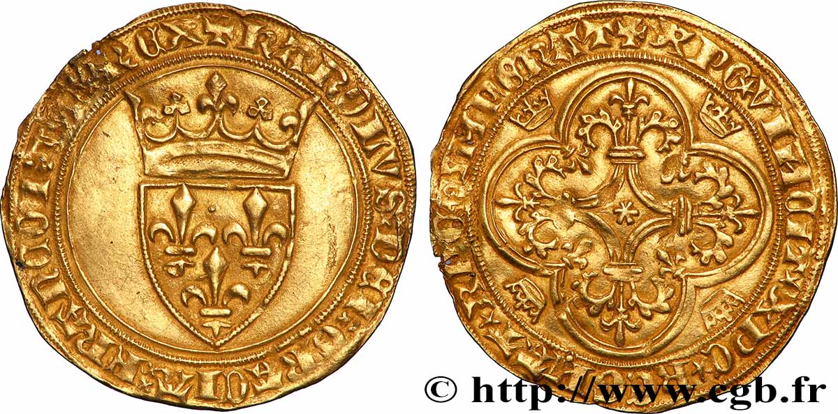CHARLES VI &nbsp;THE MAD&nbsp; OR &nbsp;THE WELL-BELOVED&nbsp; Écu d&nbsp;or à la couronne s.m. Tournai MBC+