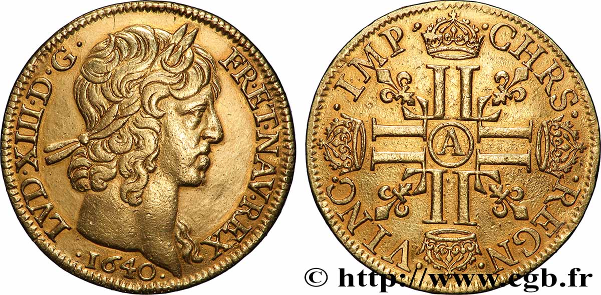 LOUIS XIII  Double louis d&nbsp;or aux huit L (effigie de Jean Warin) 1640 Paris, Monnaie du Louvre XF/AU