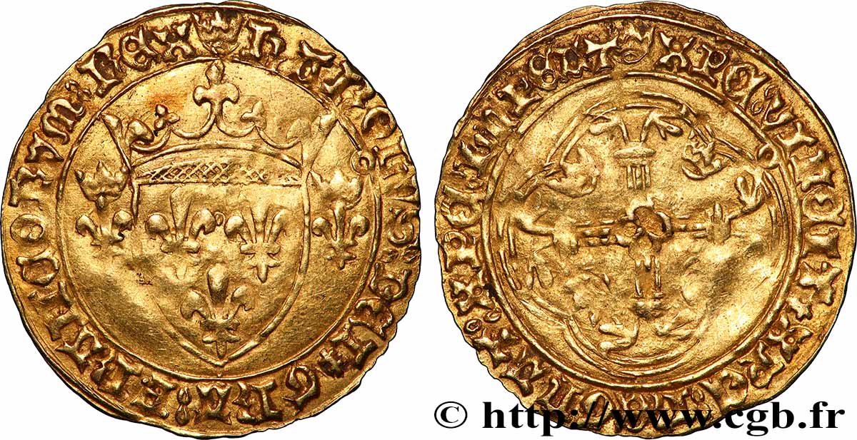 CHARLES VII &nbsp;THE WELL SERVED&nbsp; Écu d&nbsp;or à la couronne ou écu neuf 18/05/1450 Toulouse XF